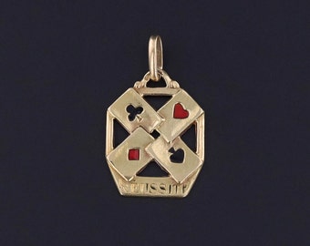 Vintage Playing Cards Charm of 18k Gold