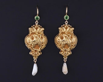 Antique Griffin Conversion Earrings of 14k Gold