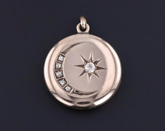 Antique Diamond Crescent Locket of 9ct Gold