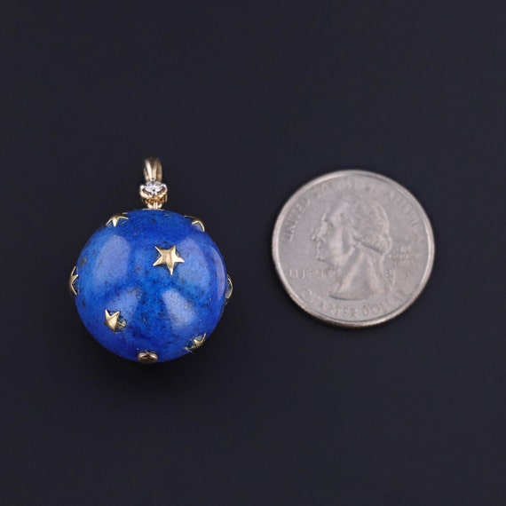 Vintage Lapis Lazuli and Diamond Star Pendant - image 2