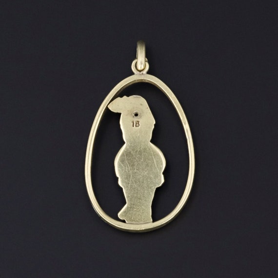 Vintage Enamel Boy Pendant of 18k Gold - image 2