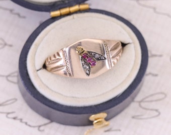 Antique Ruby & Diamond Insect Conversion Ring