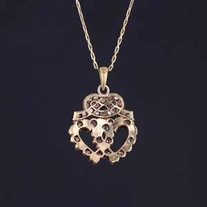 Antique Heart Pendant of 18k Gold with Optional 14k Chain image 2