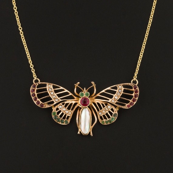 Butterfly Necklace | 14k Gold Butterfly | Antique