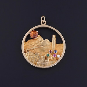 RESERVED for C - Vintage San Francisco Skyline Pendant of 14k Gold