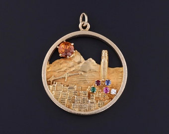 Vintage San Francisco Skyline Pendant of 14k Gold