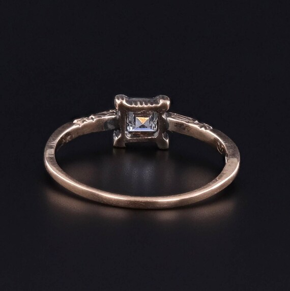 Antique Emerald Cut Diamond Ring of 12ct Gold - image 4