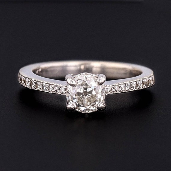 Vintage Old European Cut Diamond Ring of 14k White Gold