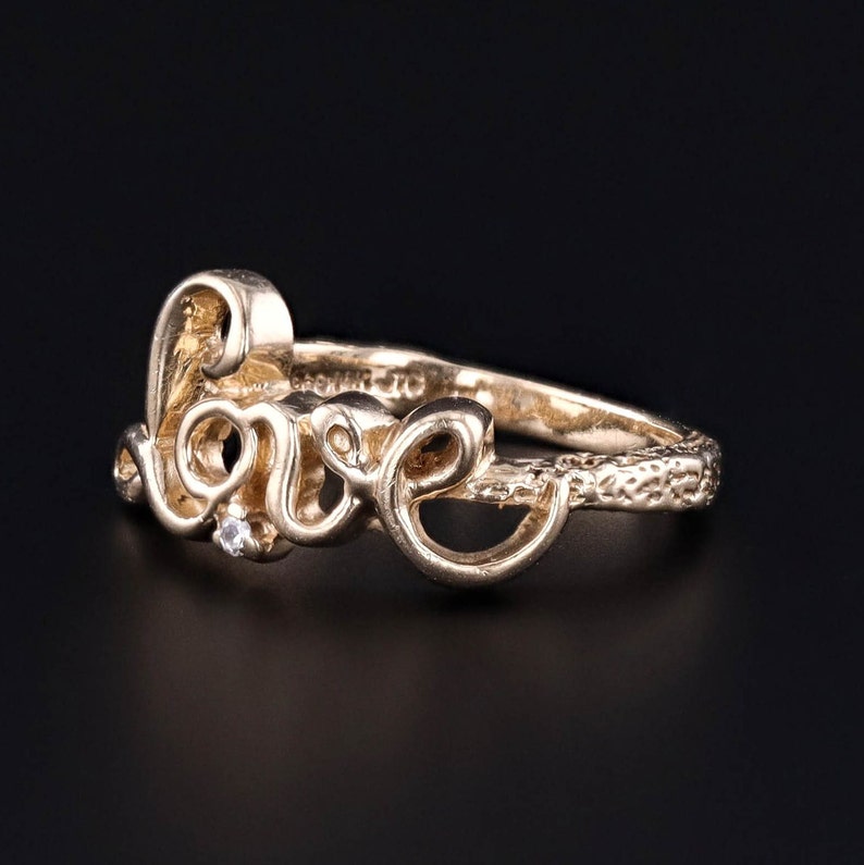 Vintage Diamond Love Ring of 14k Gold image 2