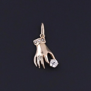 Antique Diamond Hand Charm of 10k Gold