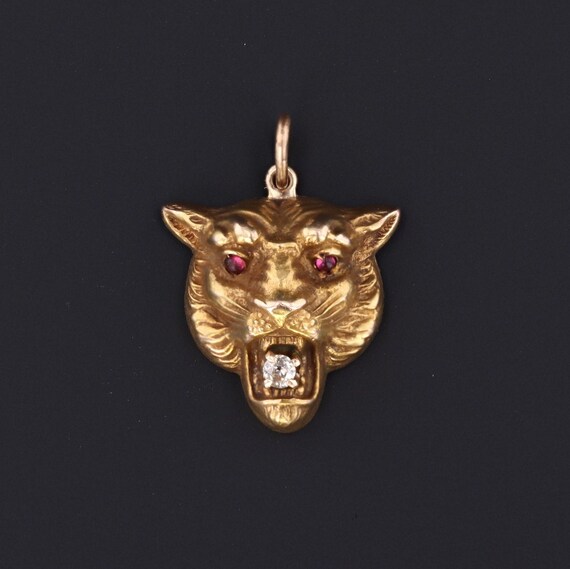 Antique Lion Charm | Pin Conversion | 14k Gold Cha