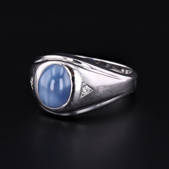 Vintage Synthetic Star Sapphire Ring of 14k White Gold Etsy