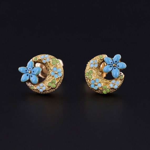 Antique Honeymoon Earrings of 14k Gold - image 1