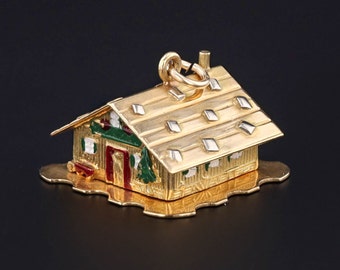 Vintage Moveable House Charm of 18k Gold