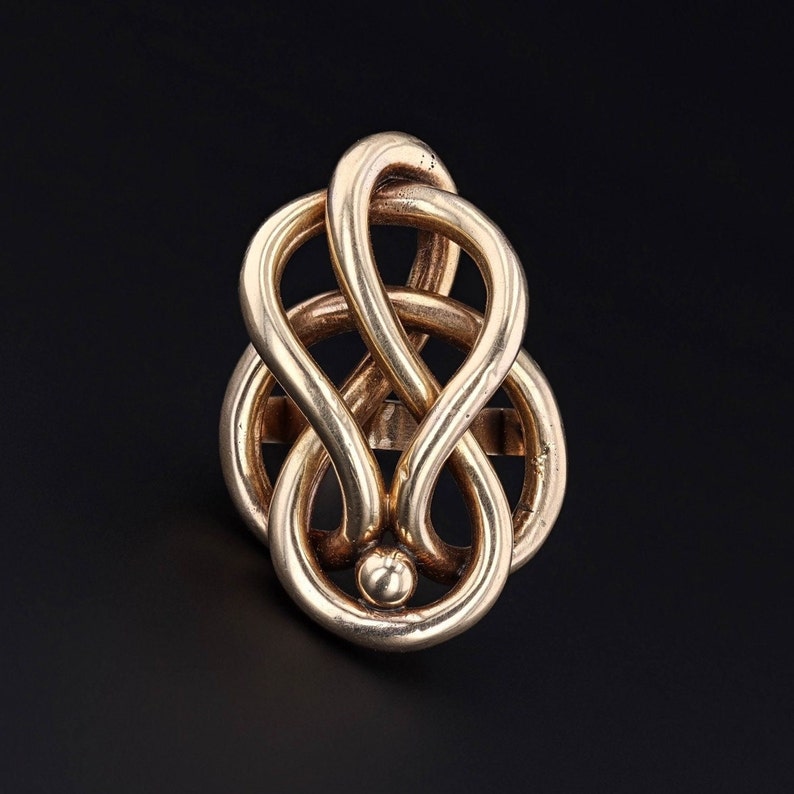 Antique Love Knot Conversion Statement Ring of 14k Gold image 1