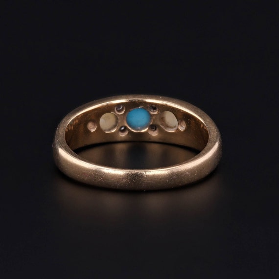 Turquoise Pearl and Diamond Ring of 9ct Gold - image 4