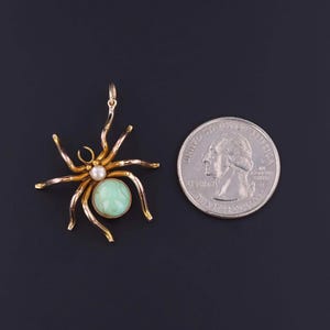 Vintage Turquoise Spider Pendant of 9k Gold
