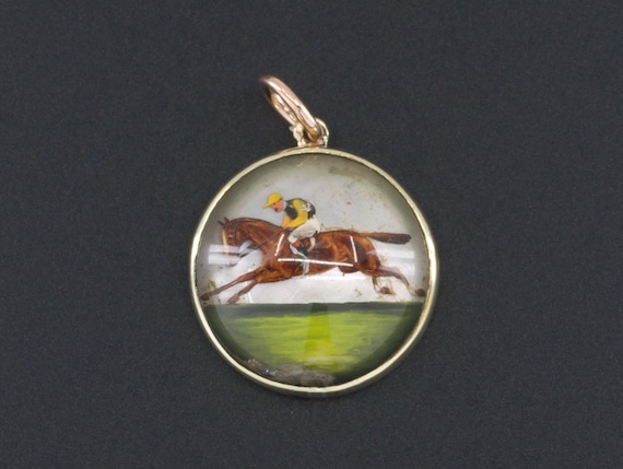 Horse Charm | Antique Reverse Painted Crystal Hors