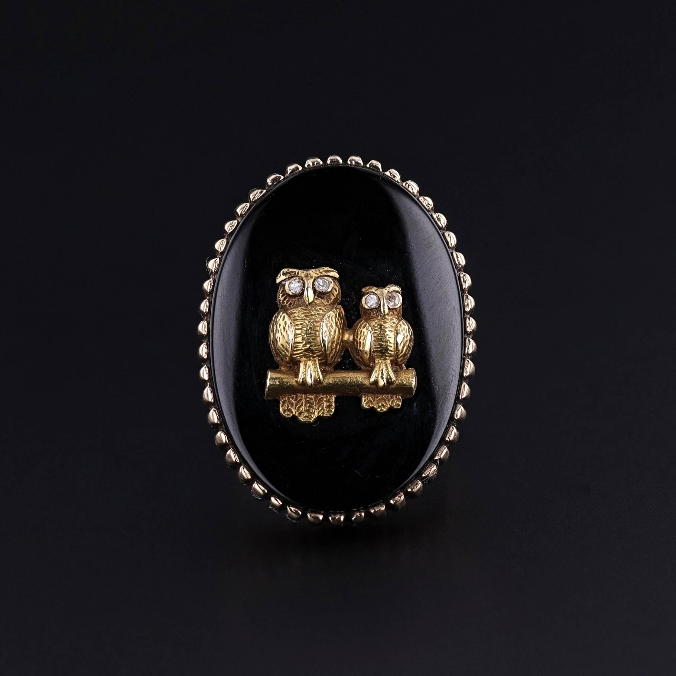 Antique Owl Onyx Ring of 10k Gold