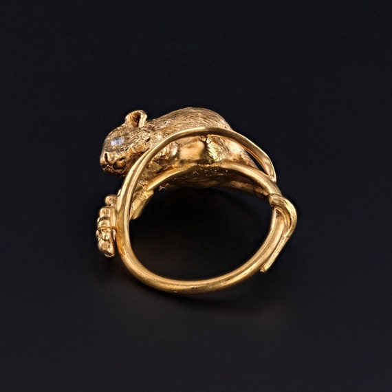 Vintage Mouse Ring of 10k & 18k Gold - image 5