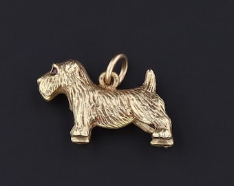 Vintage Terrier Dog Charm of 14k Gold