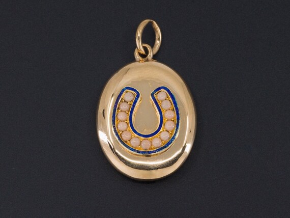 Antique Locket | Horseshoe Locket | 14k Gold Coral