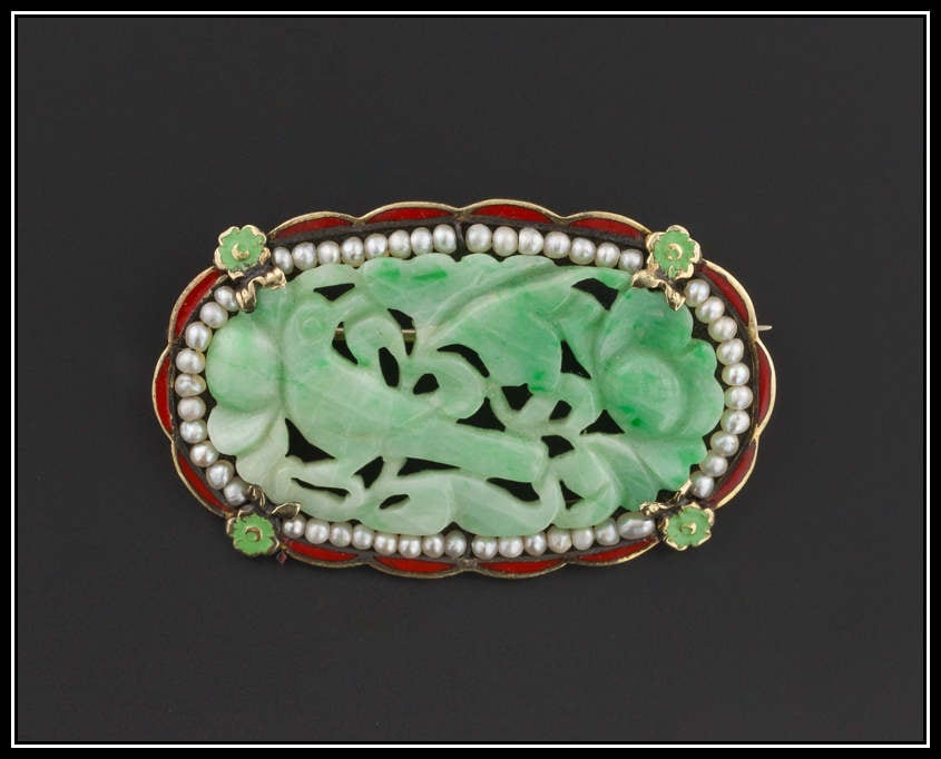 Antique 14k Jade Brooch Antique Jade Brooch Jade Pin with Etsy
