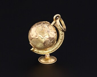 Gold Globe Charm | Etsy