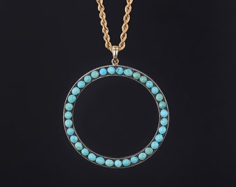 Antique Turquoise Circle Conversion Pendant