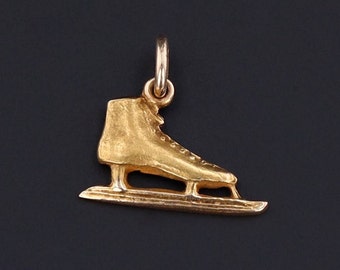 Vintage Ice Skate Charm of 14k Gold