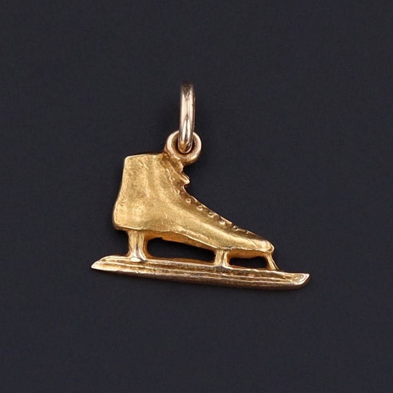 Vintage Ice Skate Charm of 14k Gold - image 1