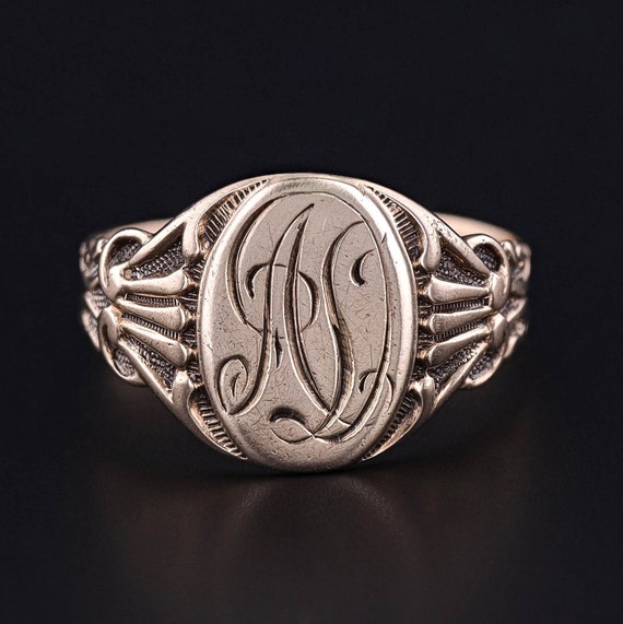 Antique AD Initial Signet Ring of 9ct Gold