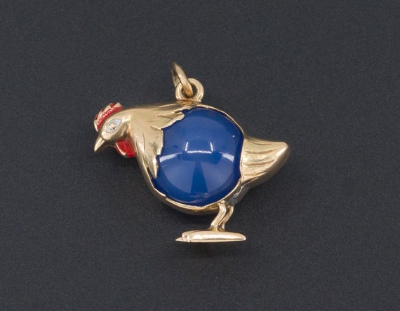 Chicken Charm | Vintage Chicken Charm | Enamel & C