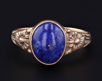 14k Gold Lapis Lazuli Ring | Lapis Ring | 14k Gold Ring | Floral Ring | Daisy Ring