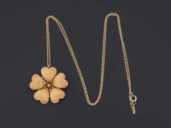 Antique Flower Pendant of 14k Gold - image 3