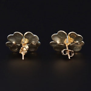 Antique Enamel and Pearl Pansy Earrings 14k Gold image 4