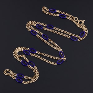 RESERVED FOR C- Vintage Blue Enamel 14k Gold Chain
