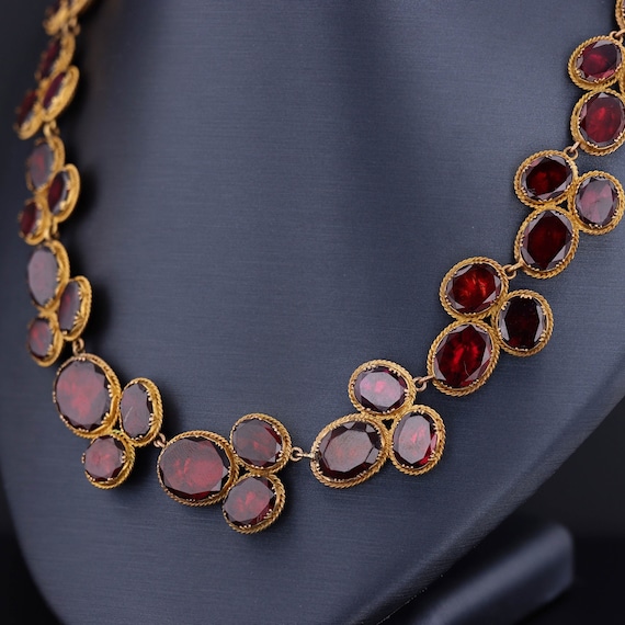 Georgian Garnet Riviere Necklace of 14k Gold - image 2