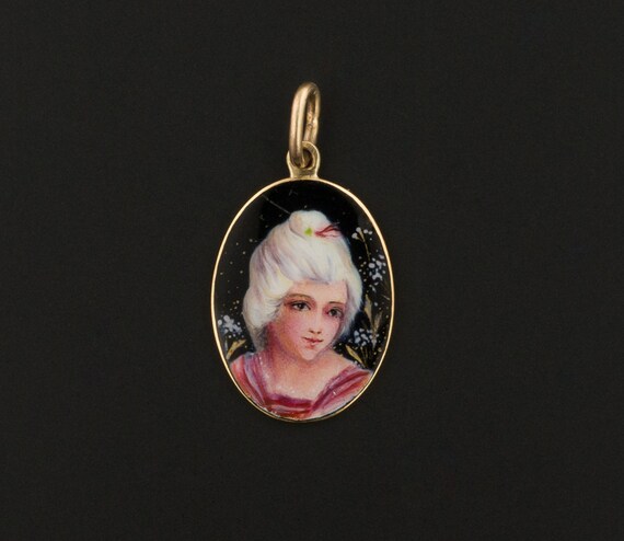 Antique Enamel Woman Charm | Antique Enamel Charm