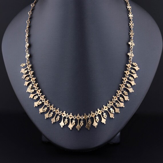 Signed Fred Leighton 18K Yellow Gold and Diamond Foxtail Chain Fringe  Necklace