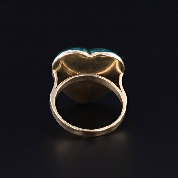 Antique Opal & Enamel Heart Ring of 14k Gold - image 4