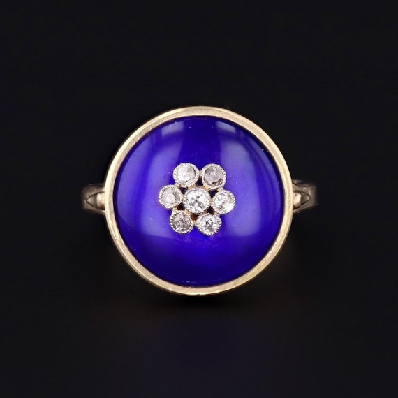 Antique Cobalt Blue Enamel and Diamond Conversion… - image 1