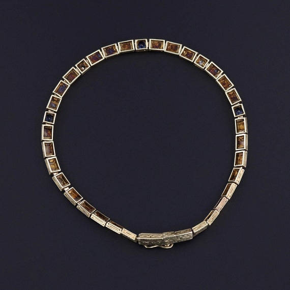 Art Deco Sapphire & Diamond Line Bracelet of 14k … - image 3