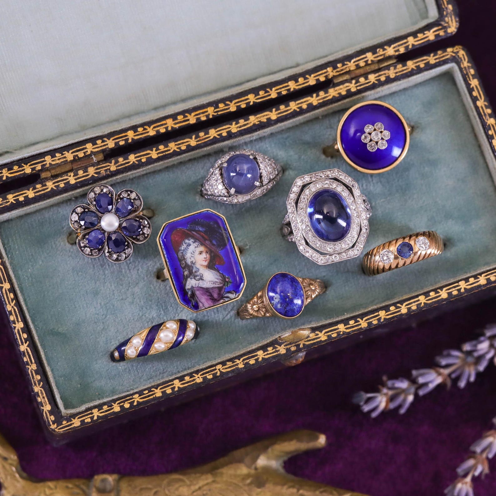 Victorian Blue Enamel & Pearl Locket Ring of 18k Gold - Etsy