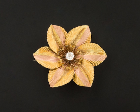 Antique Flower Brooch | Gold Flower Brooch | 14k G