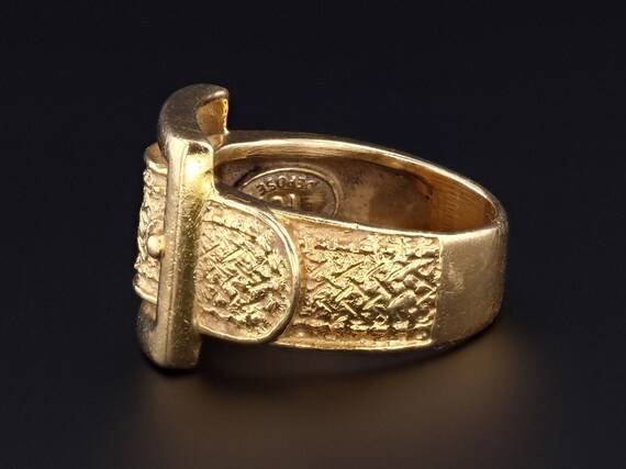 Vintage Buckle Ring of 18k Gold - image 3