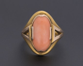 Vintage Coral Ring of 14k Gold