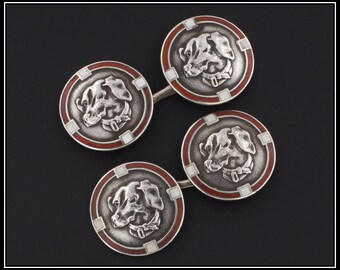 Art Deco Dachshund Dog Cufflinks of Sterling Silver