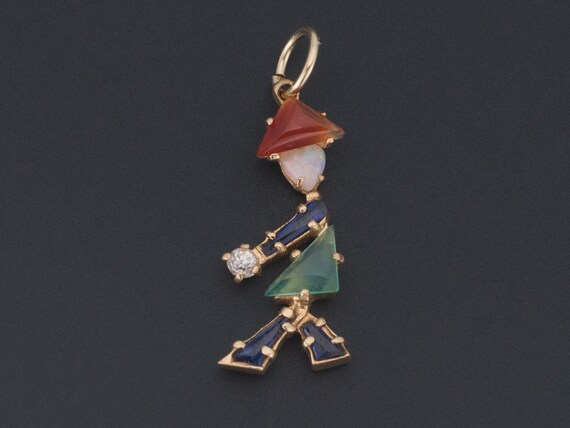 Vintage Person Charm | 14k Gold Charm | Gemstone P