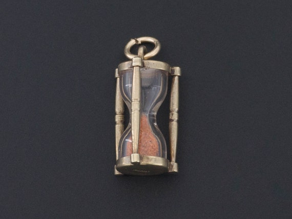 Vintage Hourglass Charm | 14k Gold Charm | Sand Ho